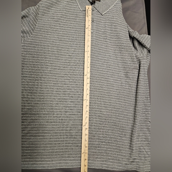 Jos A Bank Reserve Tailored Fit 4XLT Gray Cotton Pattern LS Polo Shirt. NWT - Picture 5 of 6